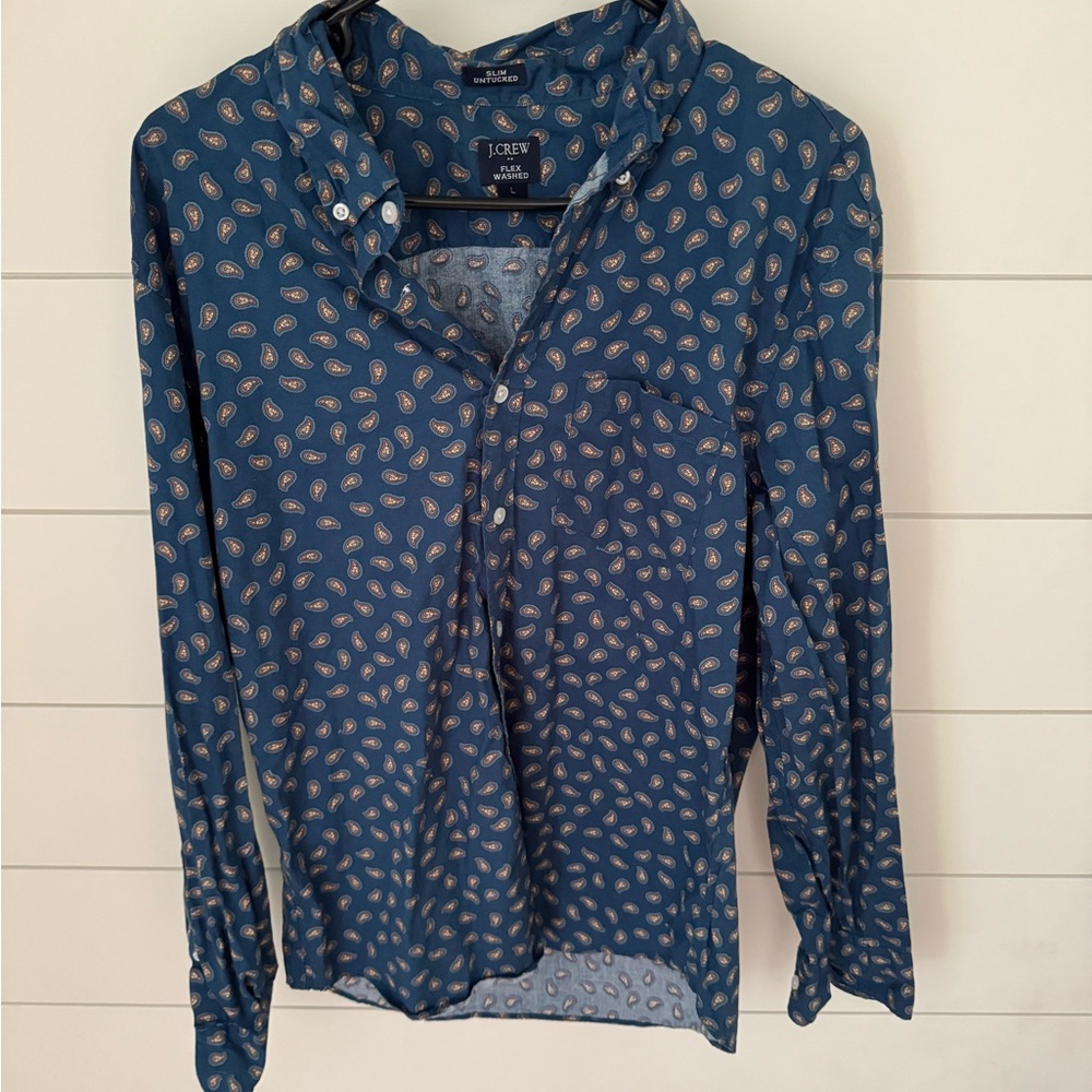 J.Crew Blue Paisley Button-Up Shirt